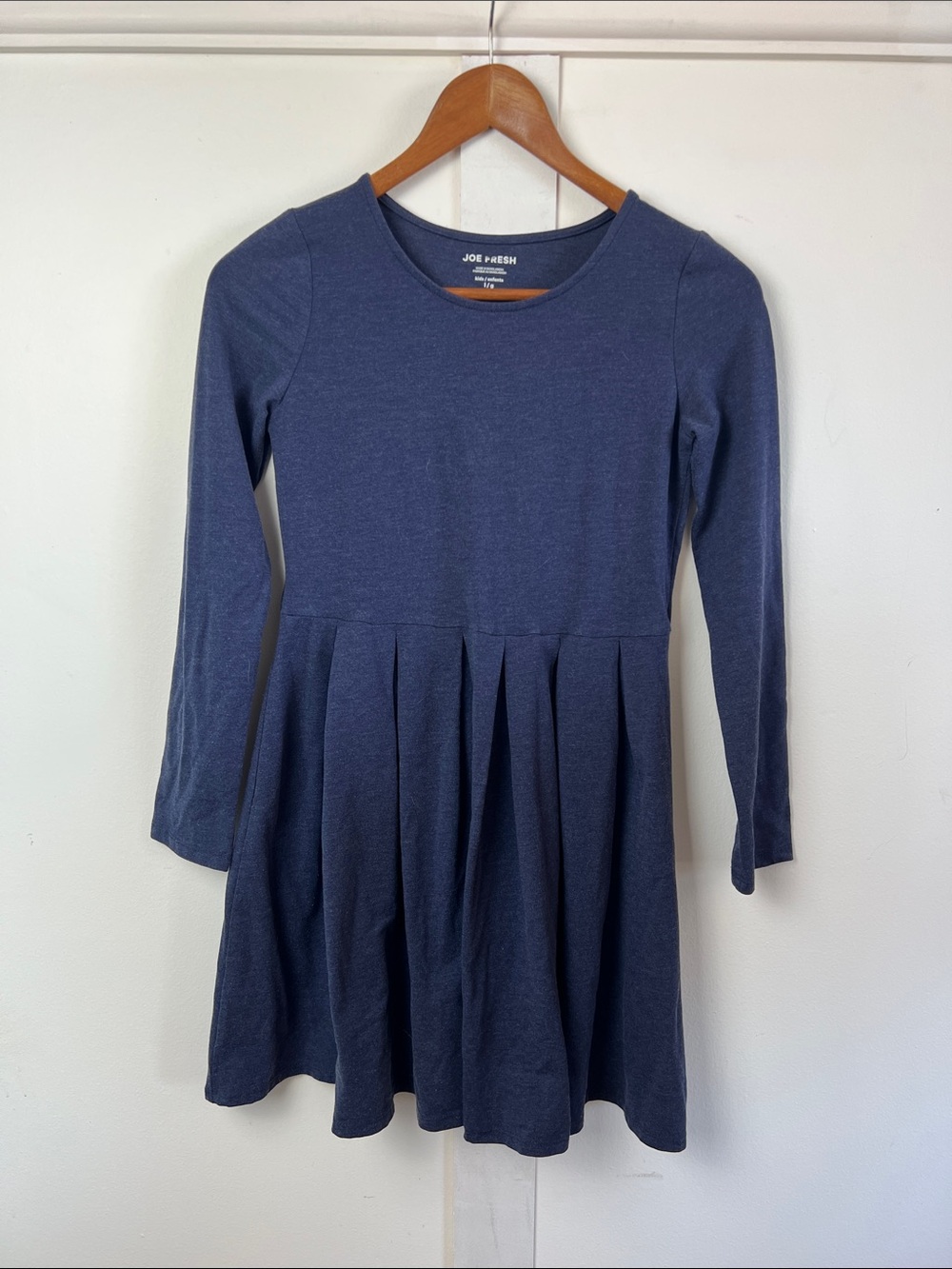 Joe Fresh Navy Long-Sleeve Kids Box Pleated Skater Dress